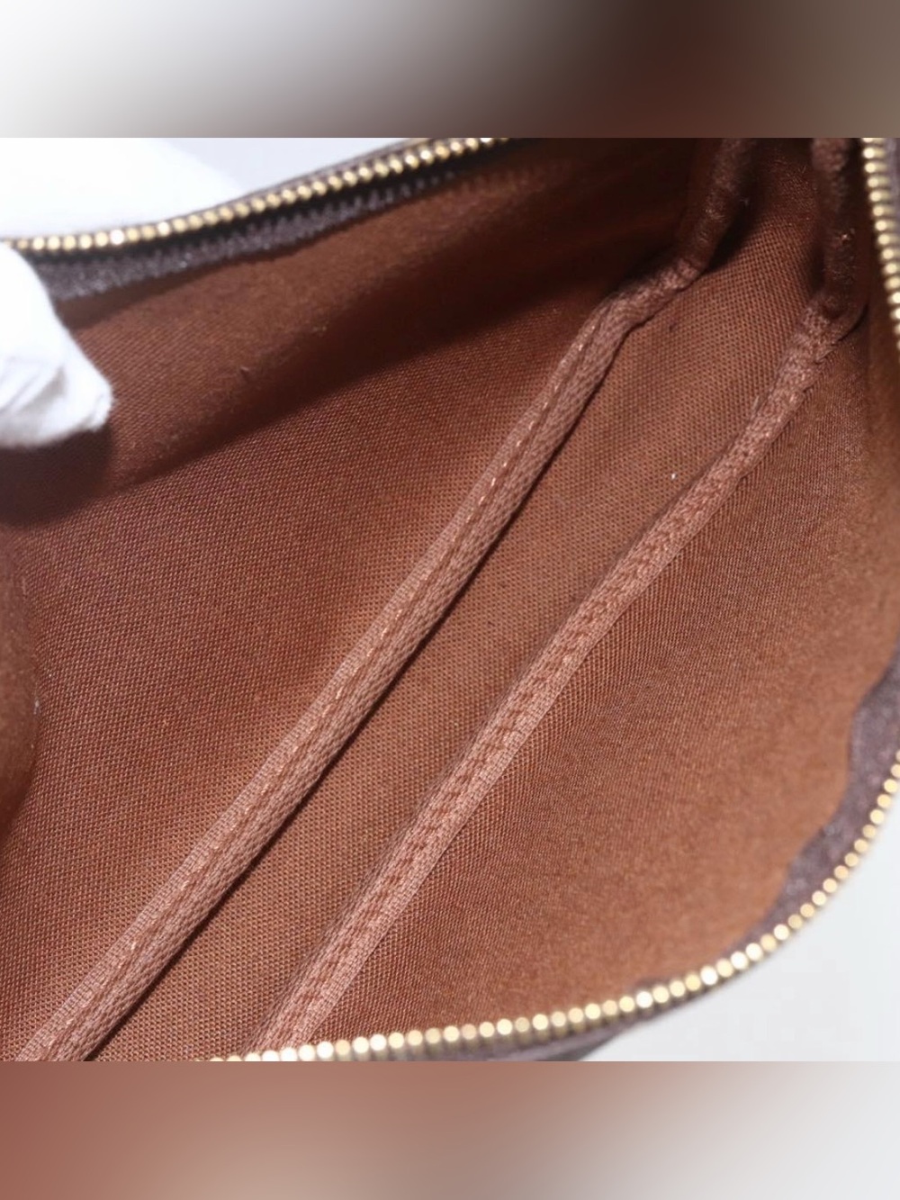 Louis Vuitton Monogram Pochette Shoulder Bag in Brown with Tan Strap - Picture 16 of 16
